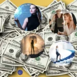 Collage of six Intuitive Success Signatures—Loving Alchemist, Collaborative Explorer, Wise Strategist, Ruling Warrior, Intuitive Visionary, and Creative Superstar—shown in circular photos over a background of scattered U.S. dollar bills.